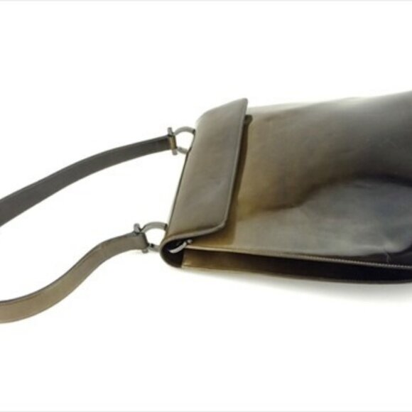 Salvatore Ferragamo Shoulder bag Brown Beige Enamel leather Authentic Used F1460 - Picture 6 of 11